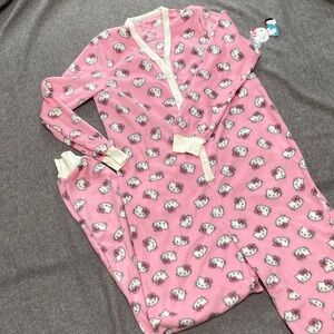 Hello Kitty Women’s Small 4-6 Pink Fleece Back Flap Sleeper Pajamas